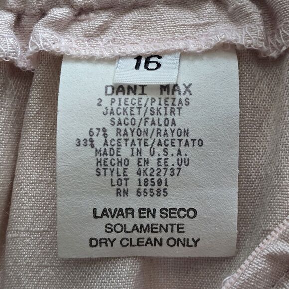 Vintage Lois Snyder Dani Max Blush Pink Two-Piece Jacket Skirt Set. Plus Size 16 - Picture 9 of 9